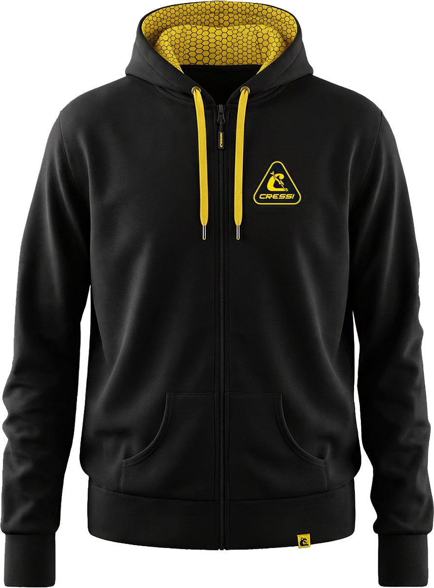 Cressi Hoodie Unisex W/Zip Black/Yellow 2Xl - Cressi-Sub