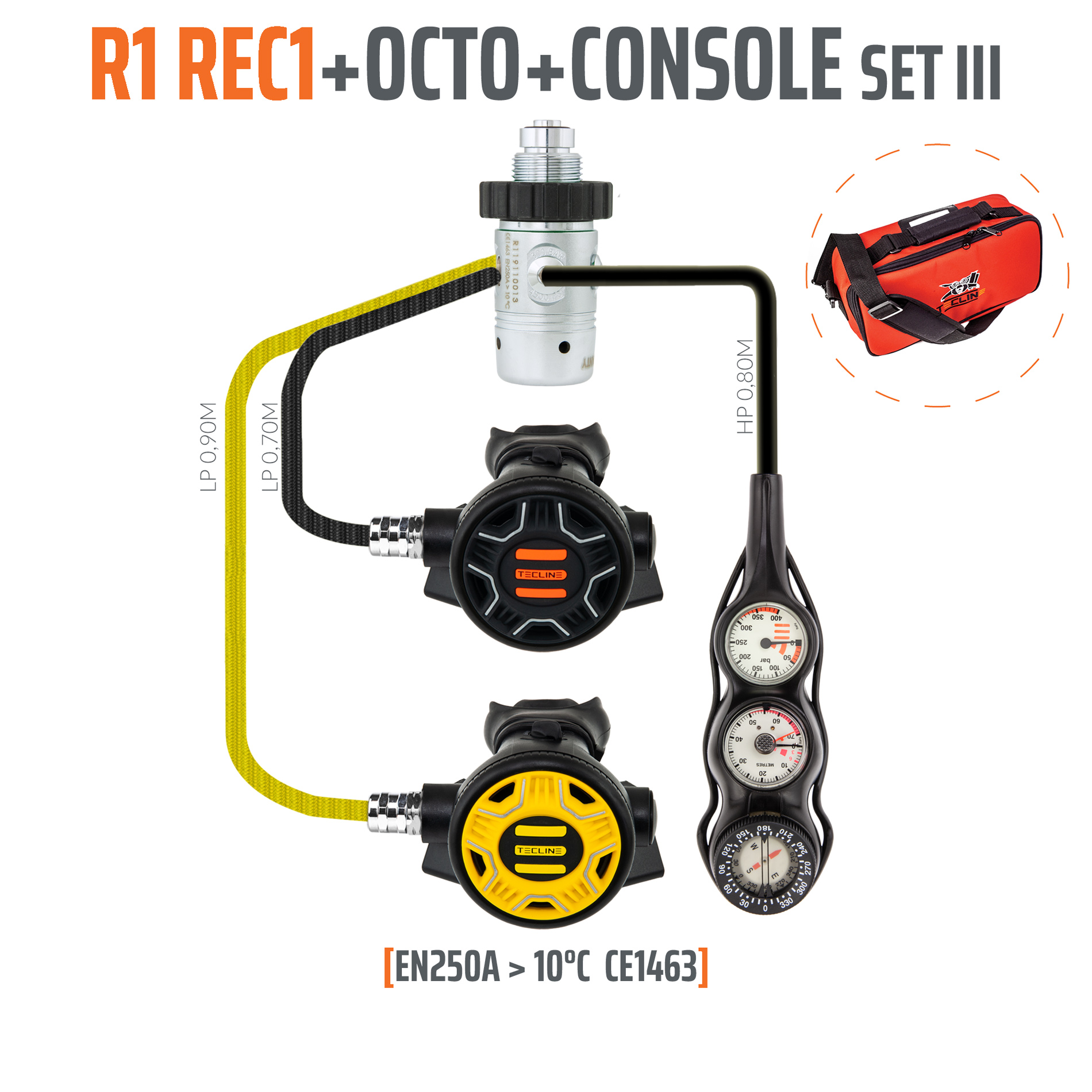 Regulator R1 REC1 set III with octo and 3 elements console - EN250A > 10°C – Tecline