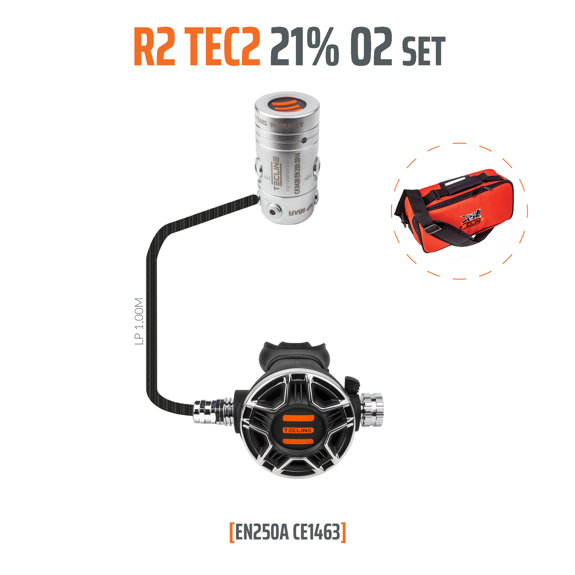 Regulator R2 TEC2 21% O2 G5/8, stage set - EN250A – Tecline