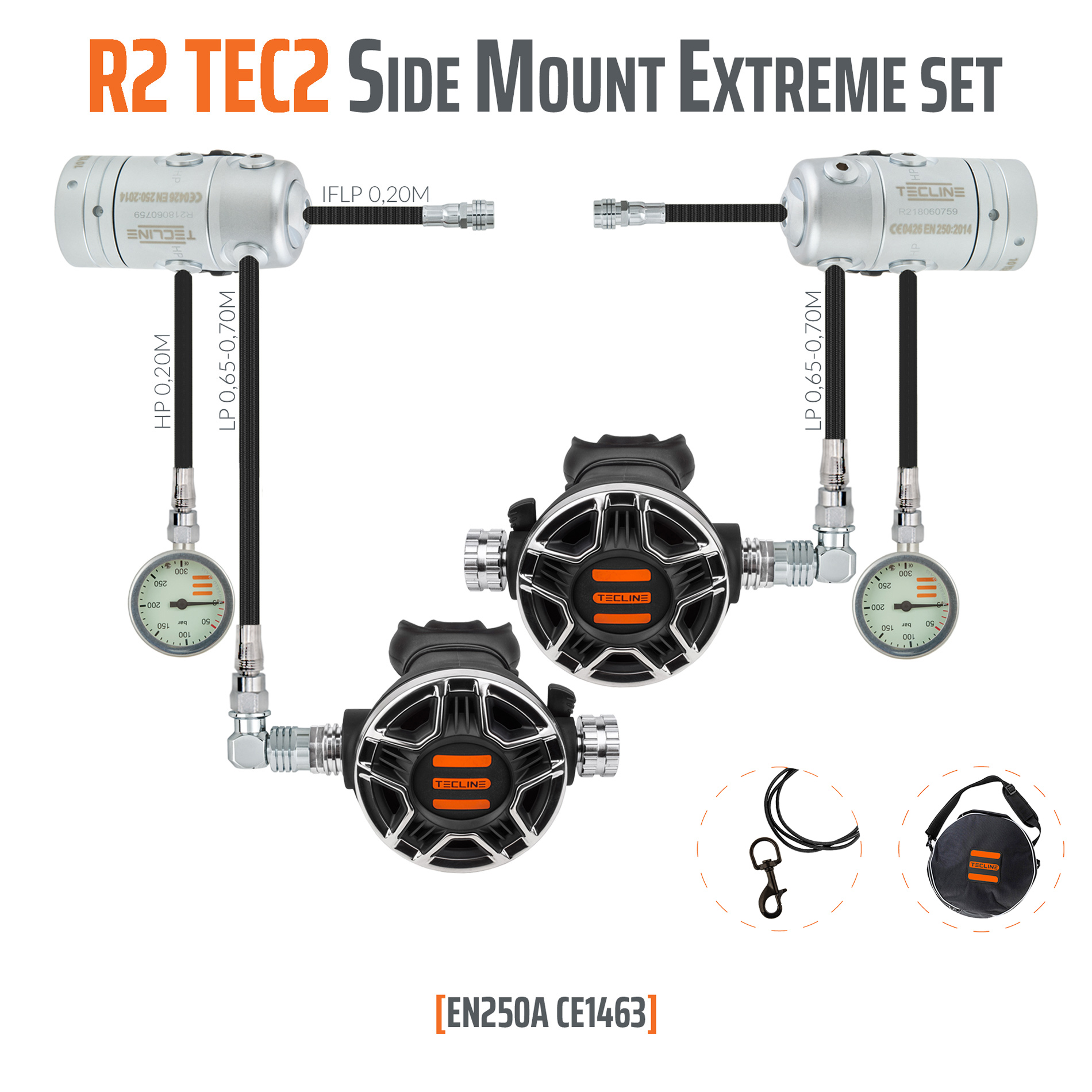 Regulator R2 TEC2 rev. Side Mount Extreme set - EN250A – Tecline