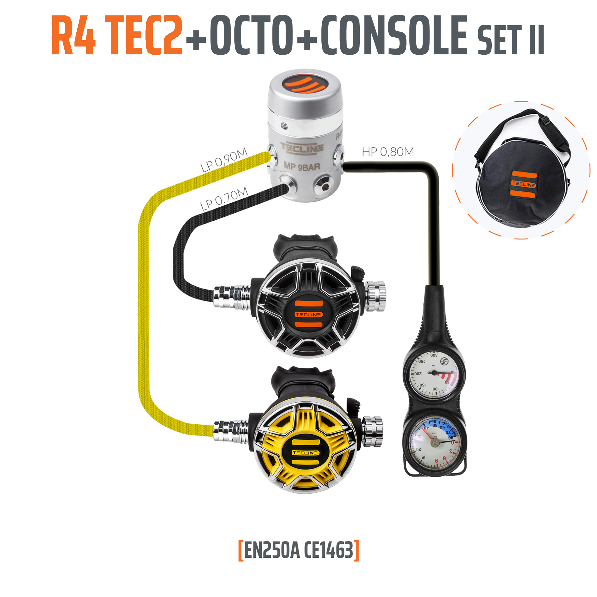 Regulator R4 TEC2 set II with octo and 2 elements console - EN250A – Tecline