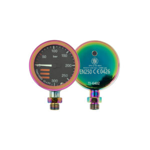 SPG diam 52 mm, scale 300 bar, working pressure 230 bar, rainbow PVD coating - head only – Tecline