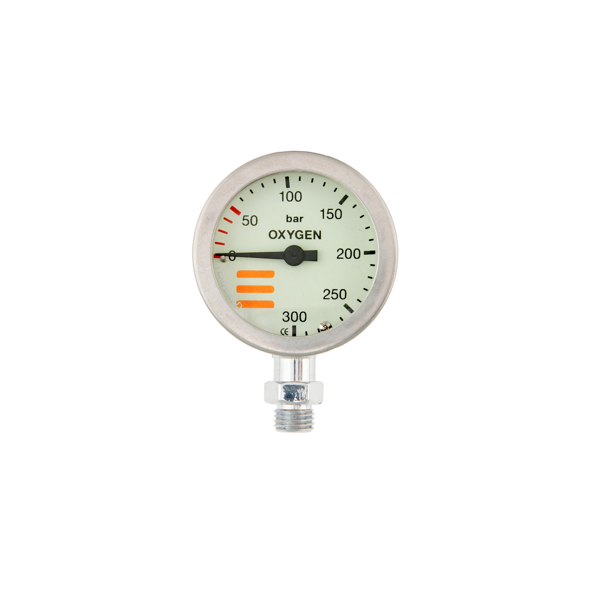 SPG diam 52 mm O2, scale 300 bar, working pressure 230 bar, chrome - head only – Tecline