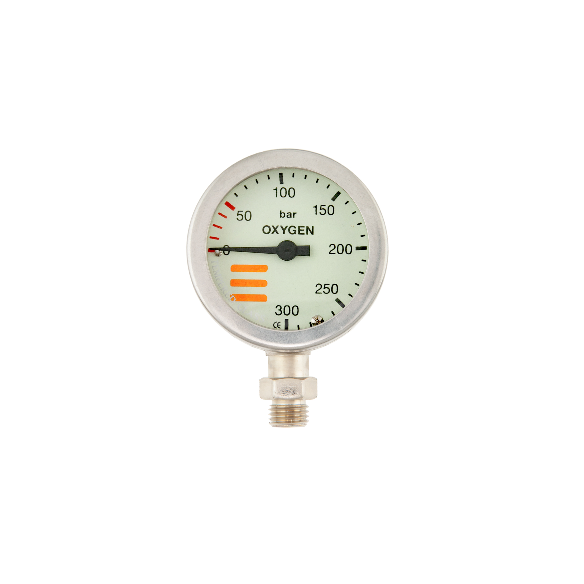 SPG diam 52 mm O2, scale 300 bar, working pressure 230 bar, nickel - head only – Tecline