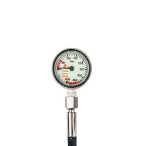 SPG TecLine Side Mount 52 mm, scale 400 bar, working pressure 300 bar, HP hose 20 cm