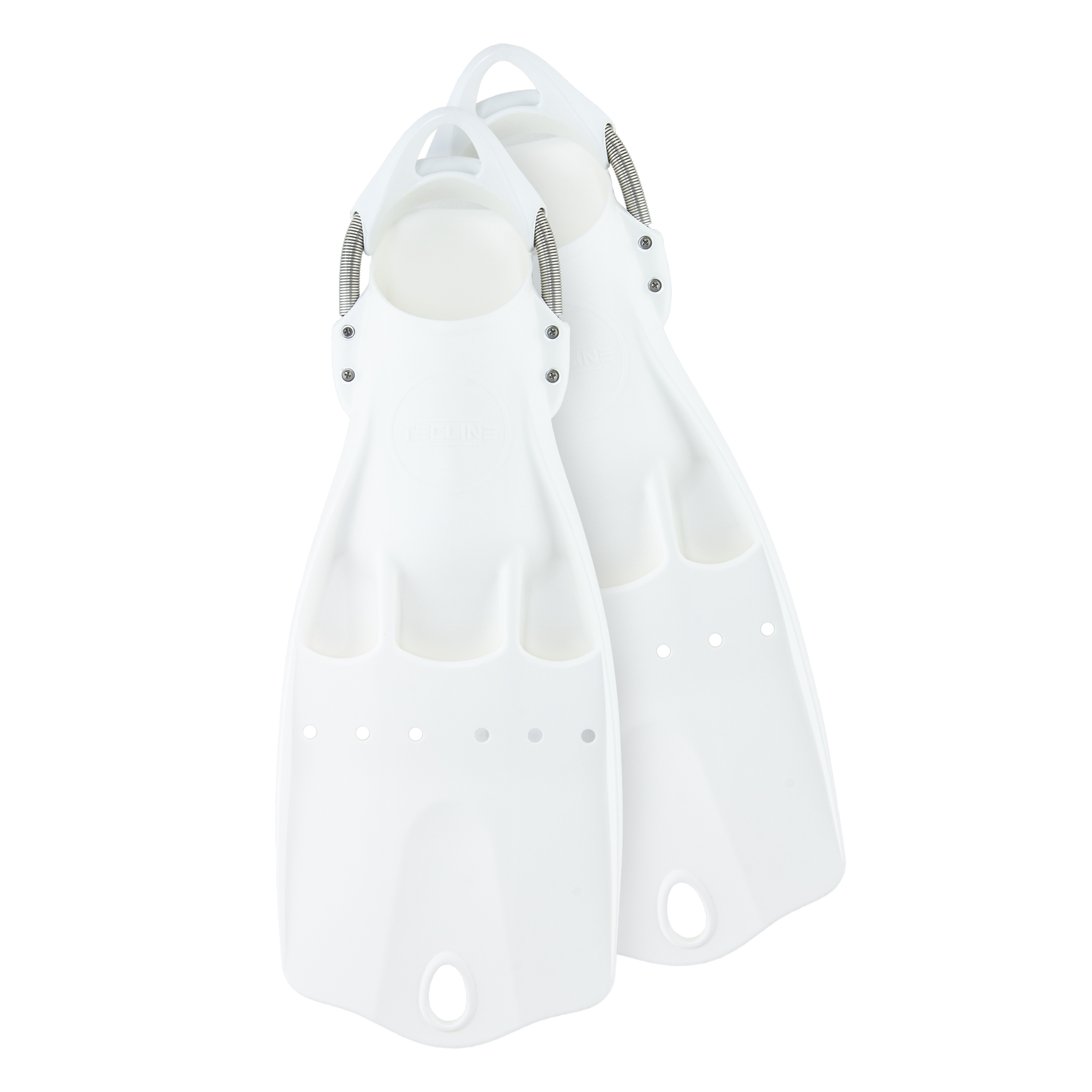 LightJet fins - positive buoyancy, with SS spring straps - white – Tecline