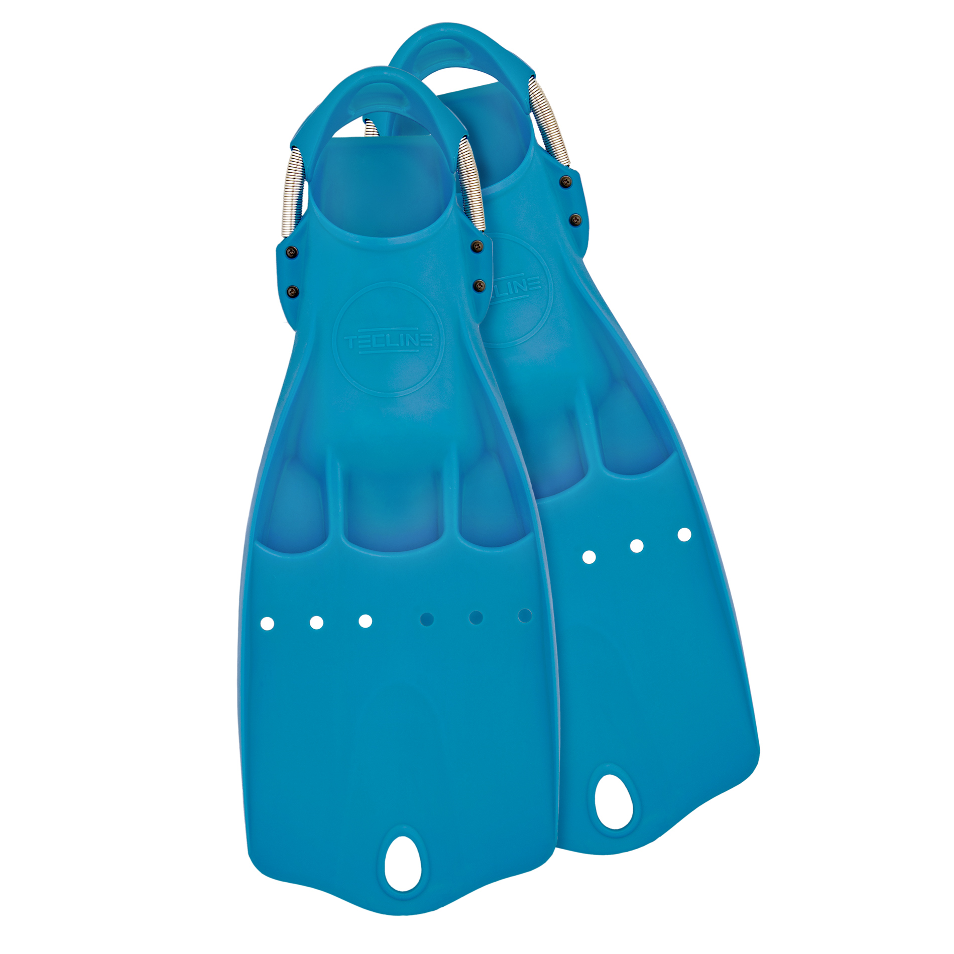 LightJet fins - positive buoyancy, with SS spring straps - blue – Tecline