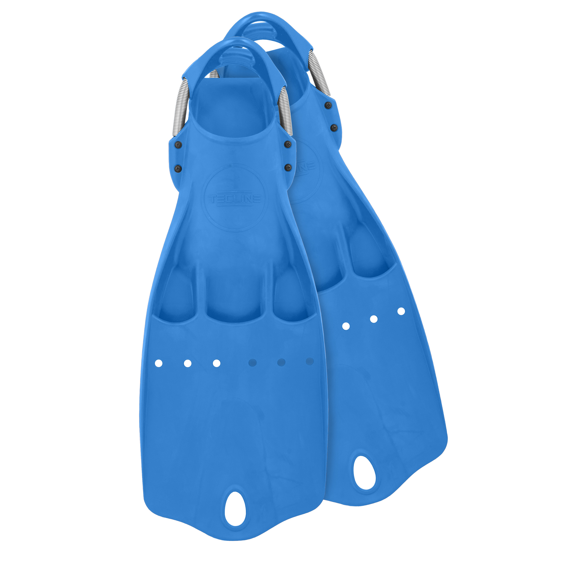 LightJet fins - positive buoyancy, with SS spring straps - light blue – Tecline