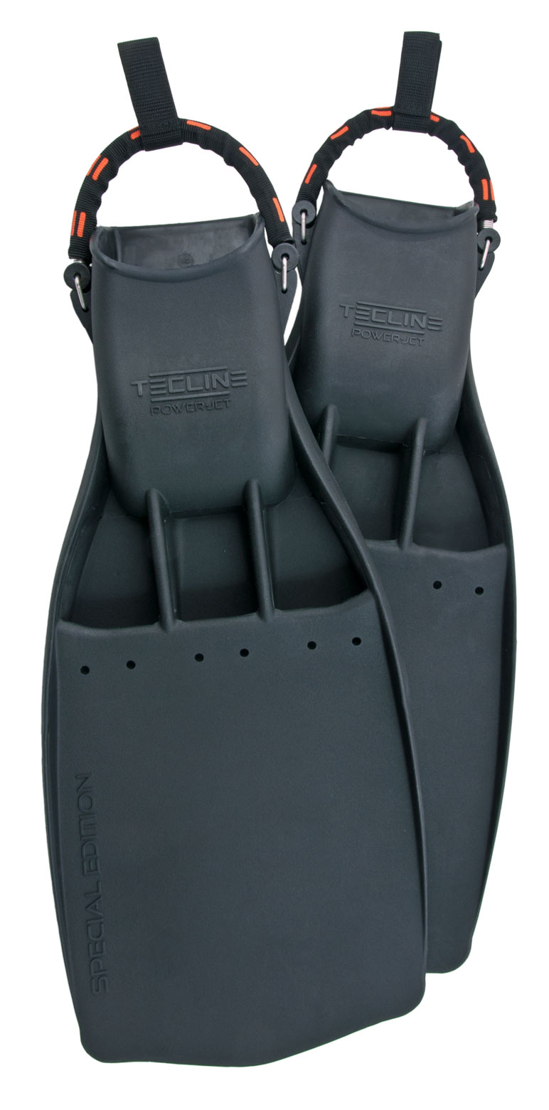 Rubber Fins PowerJet, with SS spring straps (42/44) L - medium hard – Tecline