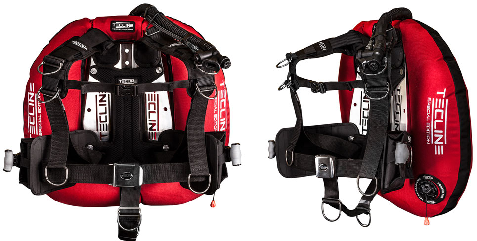 Donut 22 Special Edition red, with Comfort Harness, weight pocket and backplate soft pad "H" – Tecline