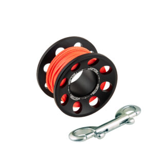 Spool alu black 15 m, with SS 90 mm snap – Tecline