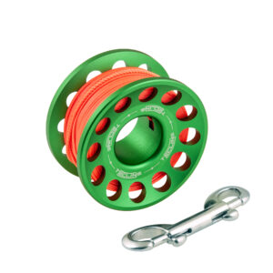 Spool alu green 30 m, with SS 90 mm snap – Tecline